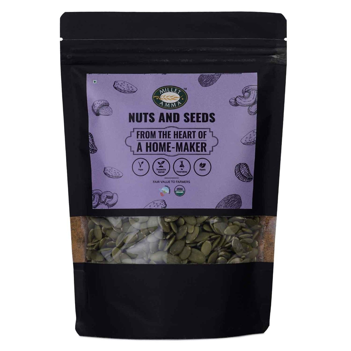 Organic Pumpkin Seeds Organic 250 Gms | Rich in Antioxidants & Source for Minerals Vitamins | Contains Good Fat | Suitable for Making Smoothies Granola Bowls and Health Bars