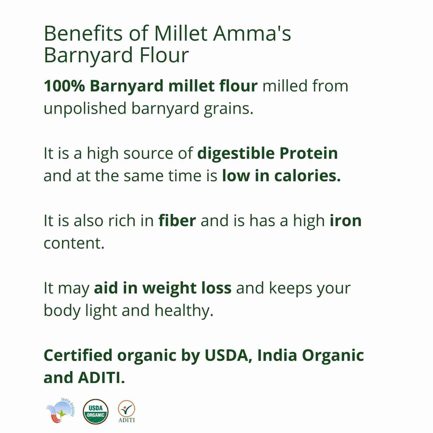 Barnyard Millet Flour Organic - 500gm