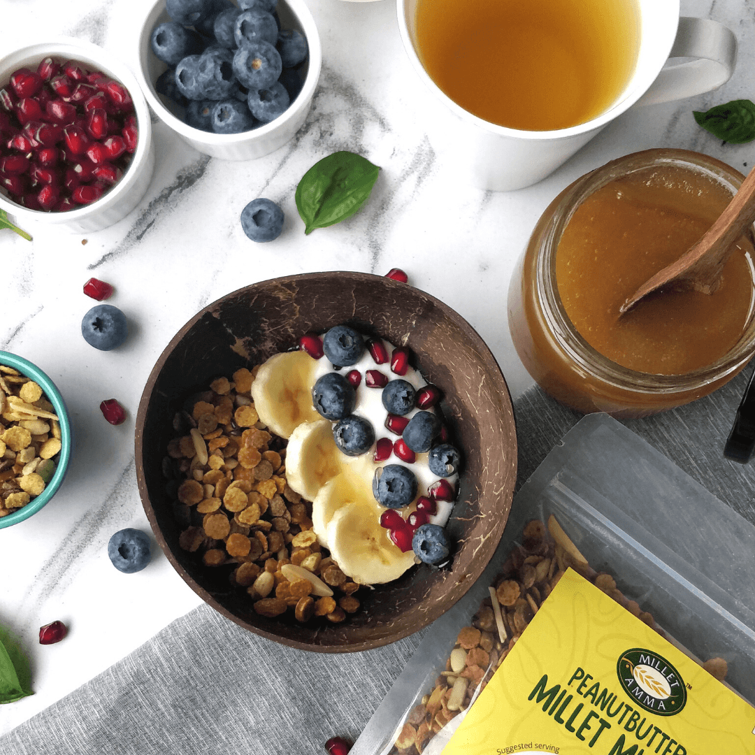 Peanut Butter Millet Muesli - Pack Of 1, 300 Gm, Healthy And Organic Foods, Gluten Free, Zero Refined Sugar, Vegan, Nutrient Rich, Healthy Living