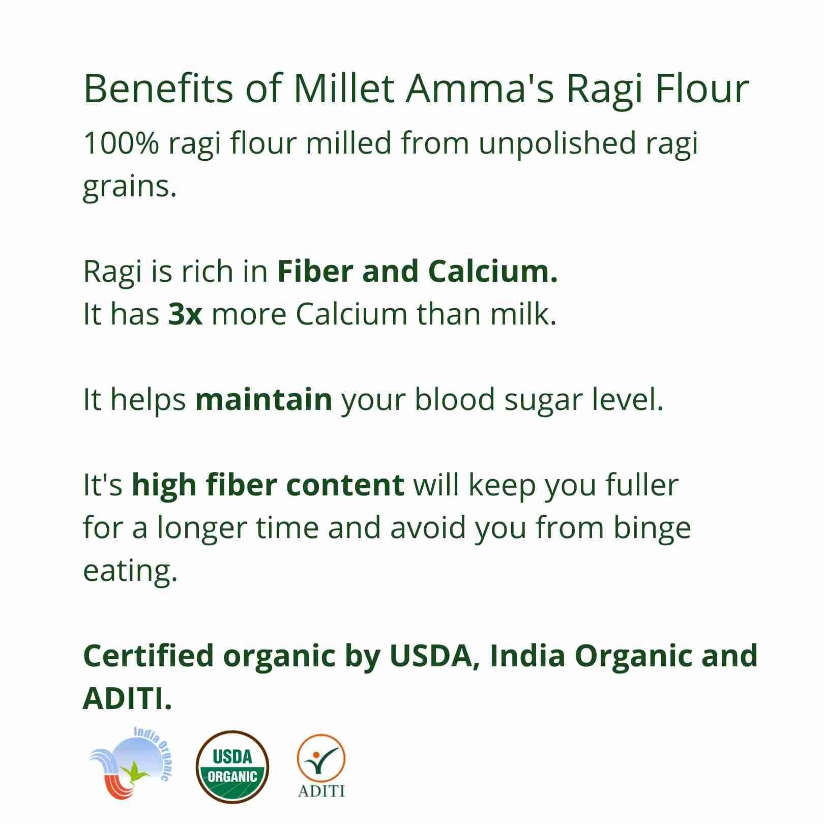 Organic Ragi (Finger Millet) Millet Flour | Gluten Free - 500gm