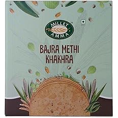 Millet Amma Baked Bajra Methi Bhakhri - 360 Gms | (Pack of 2 - Each 180 Gms) | Ready to Eat | Best Choice for Snack Time, Parties & Events | Healthy Traditional Gujarati Snacks