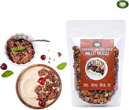 Millet Amma Chocolate Muesli 300 Gms Pack | Coated with Chocolate and Date Syrup | Gluten free, Best Choice for Millet Snacks & Breakfast Cereal | Rich in Fiber