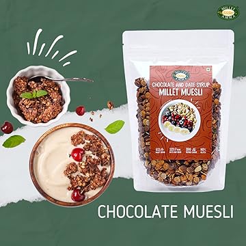 Millet Amma Chocolate Muesli 300 Gms Pack | Coated with Chocolate and Date Syrup | Gluten free, Best Choice for Millet Snacks & Breakfast Cereal | Rich in Fiber