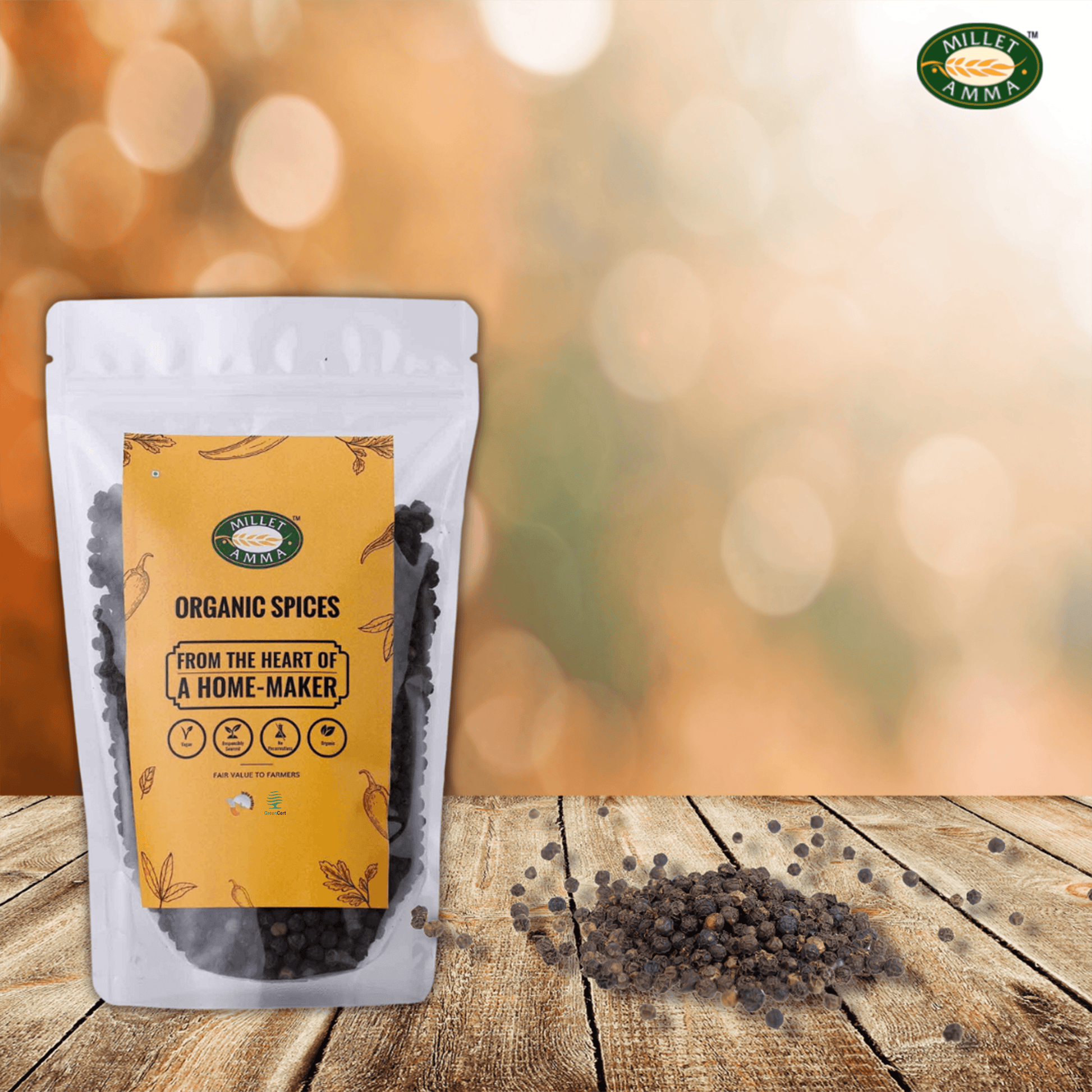 Black Pepper Corns Organic 100gm