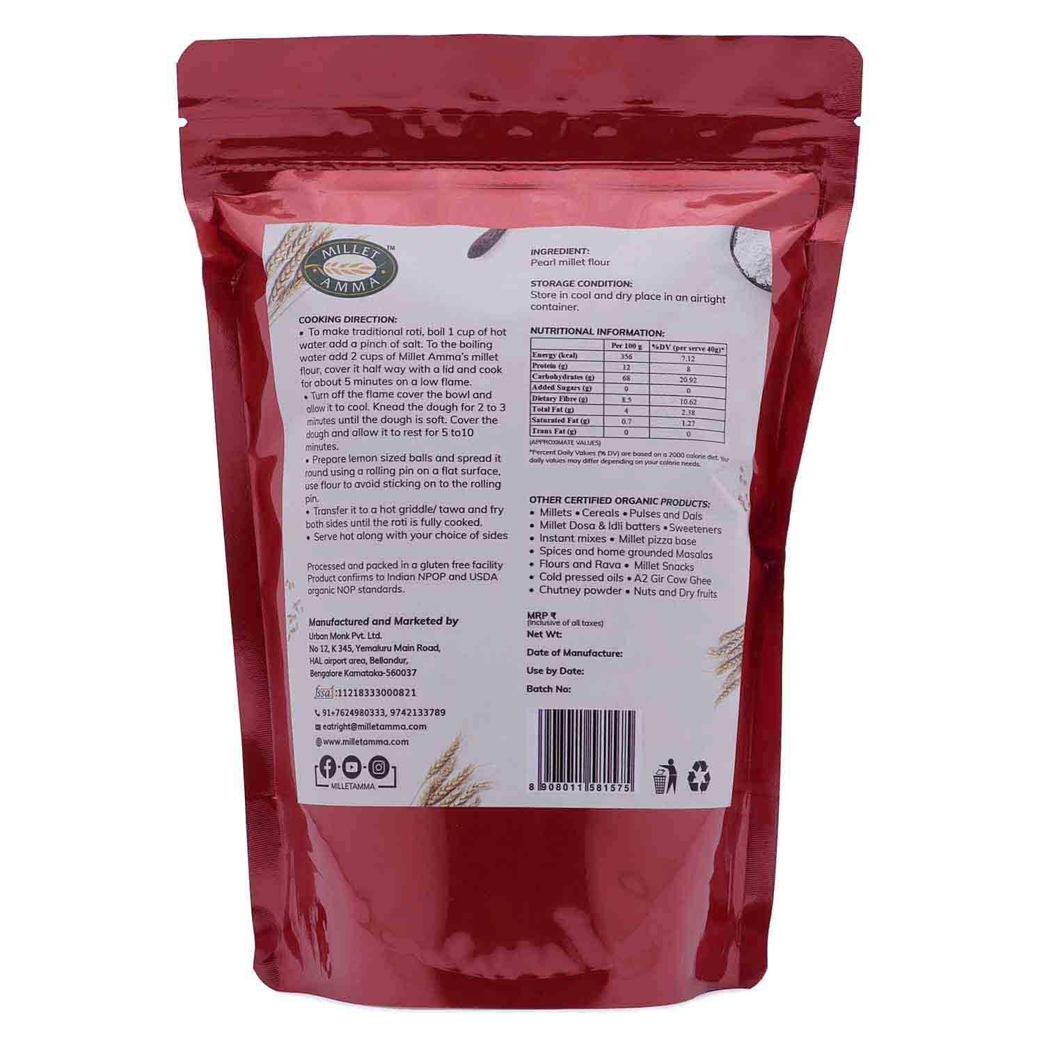 Bajra (Pearl Millet) Flour Organic 500 G