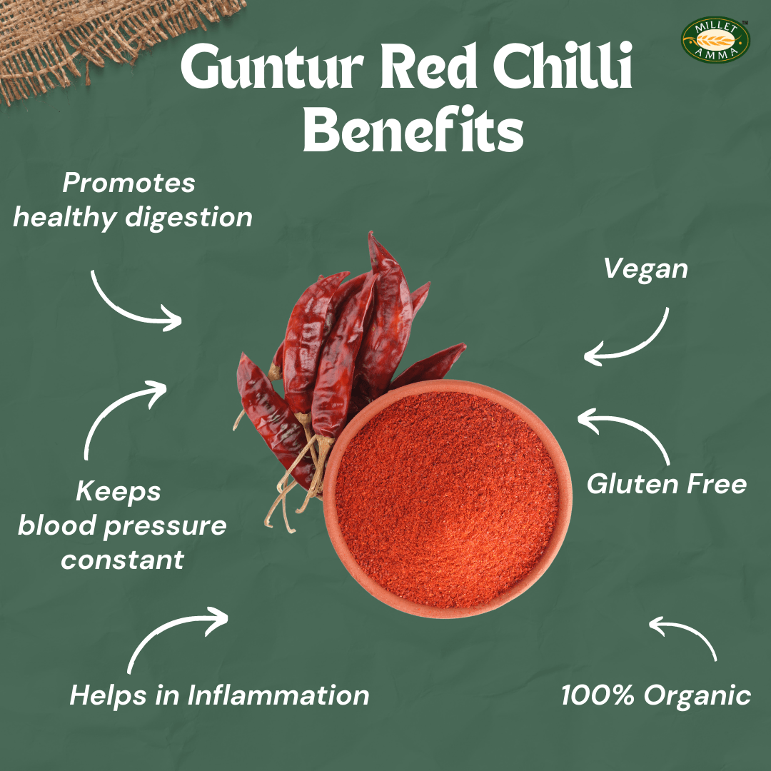 Guntur Red Chilli Whole Organic - 100gm