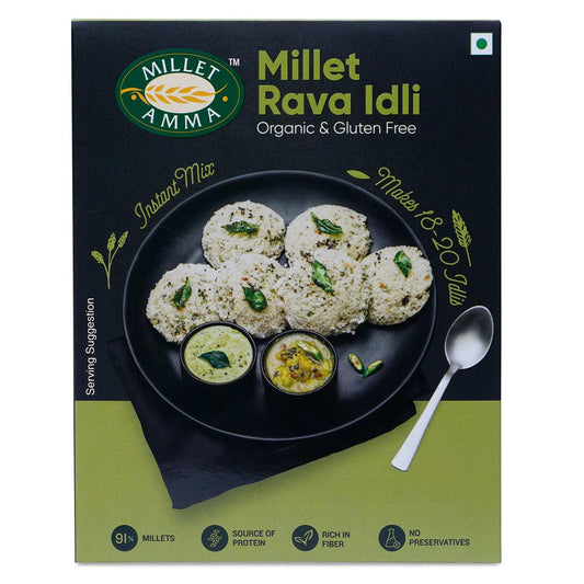 Millet Rava Idli Mix | 250 GMS Pack | 92% Millet Content | Easy & Ready to Cook | Instant Millet Breakfast Mix | Rich in Protein & High Fiber | 100% Vegan