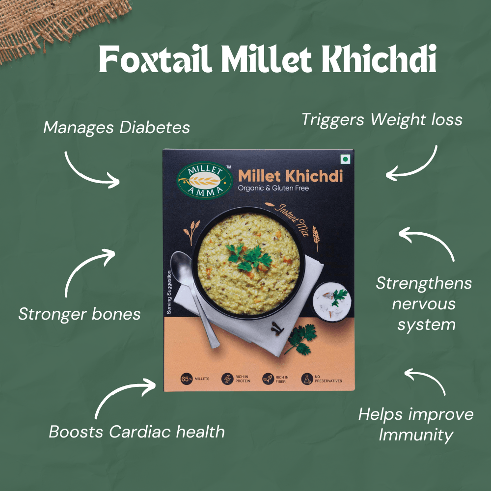 Organic Millet Khichdi Mix | 250 GMS Pack | 65% Millet Content | Easy & Ready to Cook | Instant Millet Breakfast Mix | Rich in Protein & High Fiber | 100% Vegan