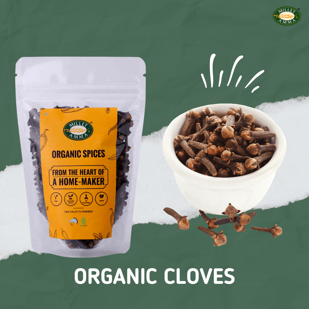 Organic Cloves 50 Gms | 100% Vegan & Pesticides Free | (Laung, Lavangalu) | Healthy Spices & Suitable for Multiple Recipes | Contains anti-Carcinogenic Property
