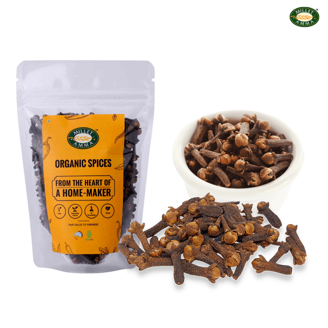 Organic Cloves 50 Gms | 100% Vegan & Pesticides Free | (Laung, Lavangalu) | Healthy Spices & Suitable for Multiple Recipes | Contains anti-Carcinogenic Property