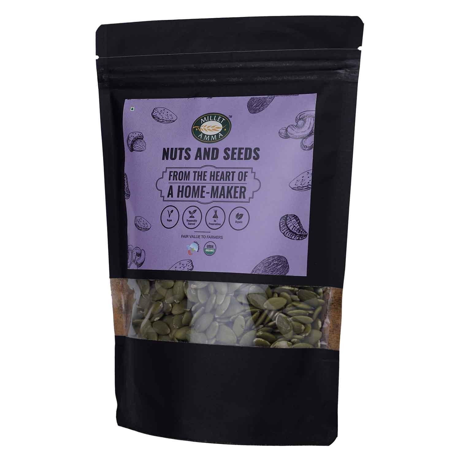 Organic Pumpkin Seeds Organic 250 Gms | Rich in Antioxidants & Source for Minerals Vitamins | Contains Good Fat | Suitable for Making Smoothies Granola Bowls and Health Bars