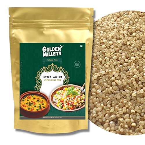 GOLDEN MILLETS Little Millet Unpolished Rice |100% Gluten Free & Natural |High Protein & More Fiber (Pack of 1, 500)