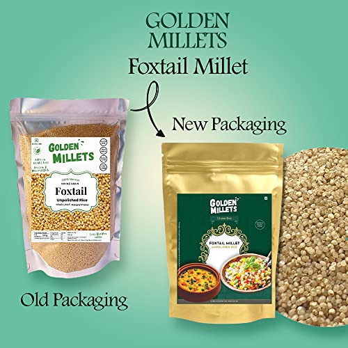 GOLDEN MILLETS Foxtail Millet Unpolished Rice |100% Gluten Free & Natural |High Protein & More Fiber (Pack of 10, 500)