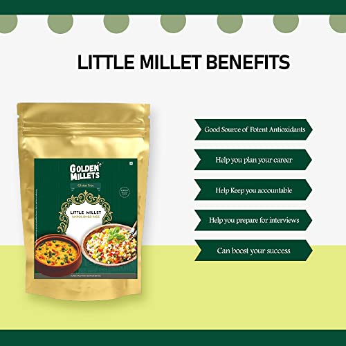 GOLDEN MILLETS Little Millet Unpolished Rice |100% Gluten Free & Natural |High Protein & More Fiber (Pack of 1, 500)