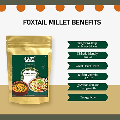 GOLDEN MILLETS Foxtail Millet Unpolished Rice |100% Gluten Free & Natural |High Protein & More Fiber (Pack of 10, 500)