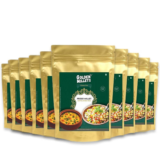 GOLDEN MILLETS Proso Millet Unpolished Rice |100% Gluten Free & Natural |High Protein & More Fiber (Pack of 10, 1000)