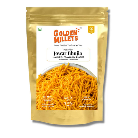 GOLDEN MILLETS Jowar Bhujia Namkeen | Gluten-Free | Healthy Snack for Ready to Eat Delight (Pack of 1)