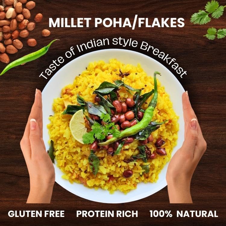 Golden Millet Poha Combo gluten free | Diabetic Friendly | No Preservative | Jowar Flakes | Bajra Flakes | Ragi Millet Flakes | (250g x 3)