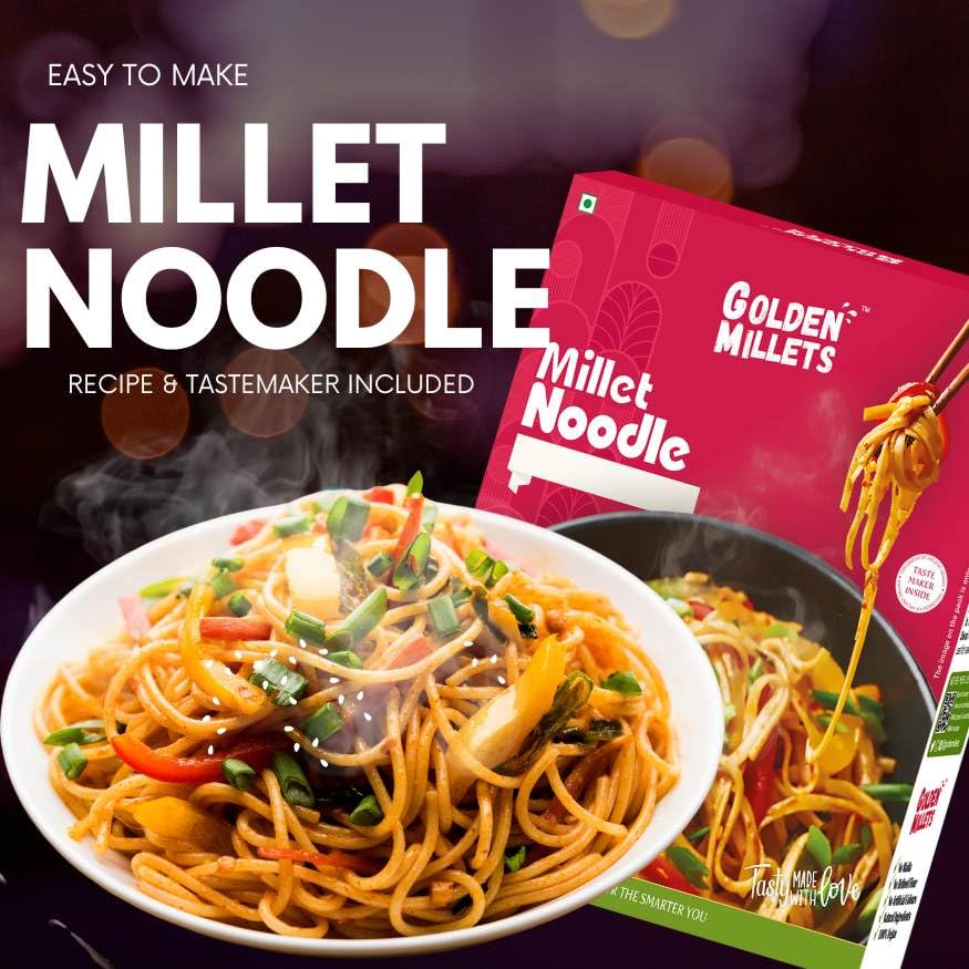GOLDEN MILLETS Foxtail Millet Noodles | 0% Maida | 60% Millet Content | High Fiber and Good Protein |100% Sundried Not Fried | (150gm x 10)