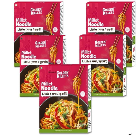 GOLDEN MILLETS Millet Noodles Combo | Little Millet Noodles | Millets Noodles For Kids | 0% Maida | No Preservative | Healthy Noodles Millets | Millets Noodles For Diet | ( 5x150g )