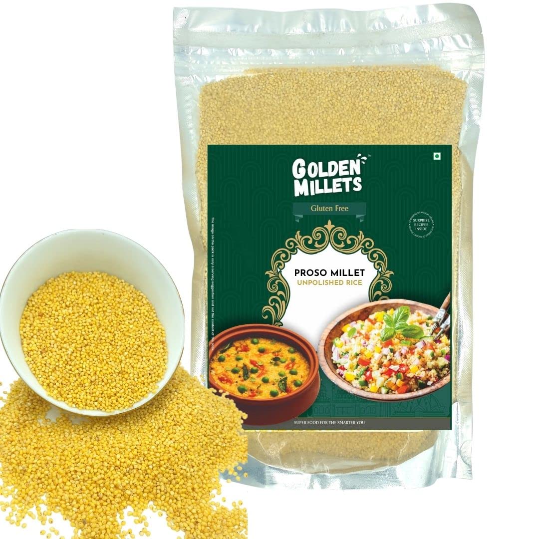 GOLDEN MILLETS Proso Millet Unpolished Rice |100% Gluten Free & Natural |High Protein & More Fiber (Pack of 5, 1000)