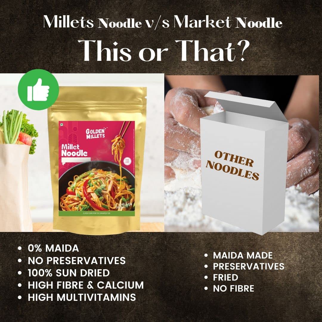 GOLDEN MILLETS Millet Noodles Combo | Little Millet Noodles | Millets Noodles For Kids | 0% Maida | No Preservative | Healthy Noodles Millets | Millets Noodles For Diet | ( 5x150g )