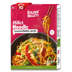 GOLDEN MILLETS Foxtail Millet Noodles | 0% Maida | 60% Millet Content | High Fiber and Good Protein |100% Sundried Not Fried | (150gm x 10)