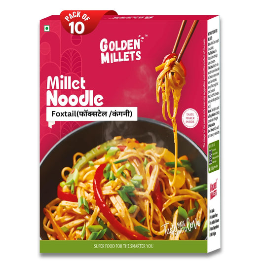 GOLDEN MILLETS Foxtail Millet Noodles | 0% Maida | 60% Millet Content | High Fiber and Good Protein |100% Sundried Not Fried | (150gm x 10)