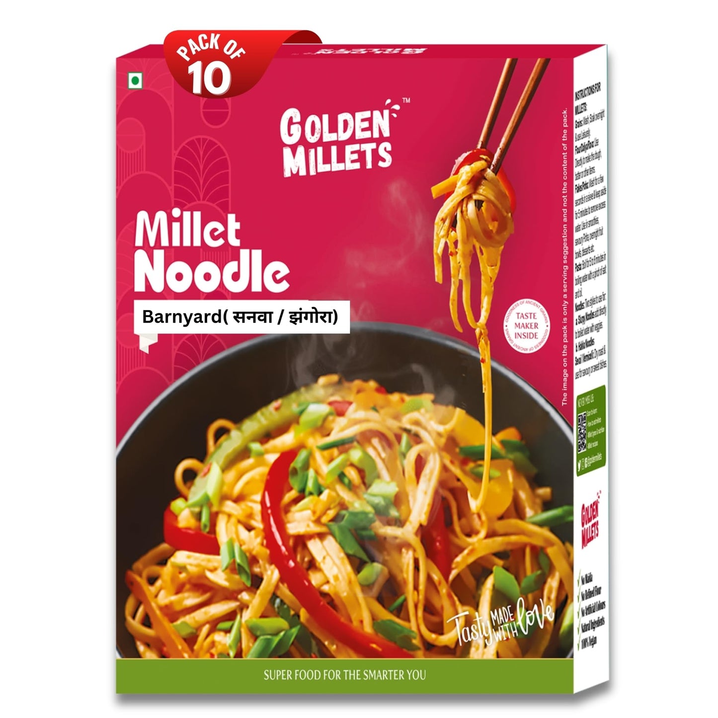 GOLDEN MILLETS Noodles Combo|Barnyard Millet Noodles|Millets Noodles For Kids|0% Maida|High Fibre|No Preservative|Healthy Noodles Millets|Millets Noodles For Diet|( 10X1 ),150 Grams