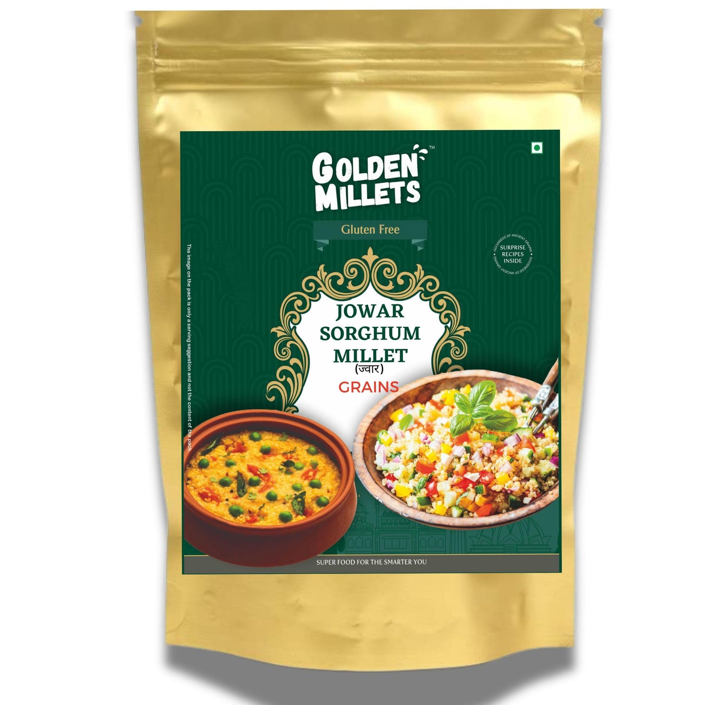 Golden Millets Jowar Whole Grain 1kg Gluten Free Unpolished Natural Sorghum Millets Source of Calcium Iron & Protein with No Preservatives Suitable for Multiple Recipes