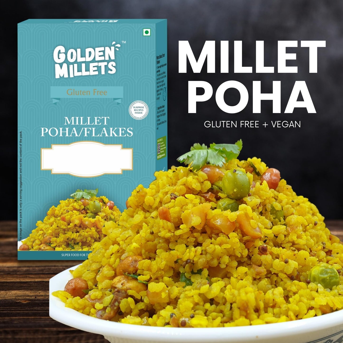 Golden Millet Poha Combo gluten free | Diabetic Friendly | No Preservative | Jowar Flakes | Bajra Flakes | Ragi Millet Flakes | (250g x 3)